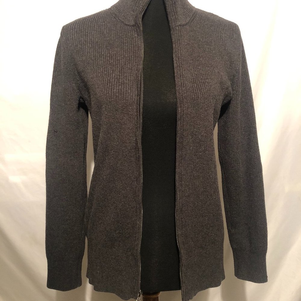 Eddie Bauer Women's Charcoal Grey Ribbed Mock Neck